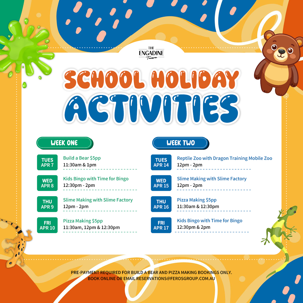 April School Holidays - 1200 X 1200 - Engadine Tavern