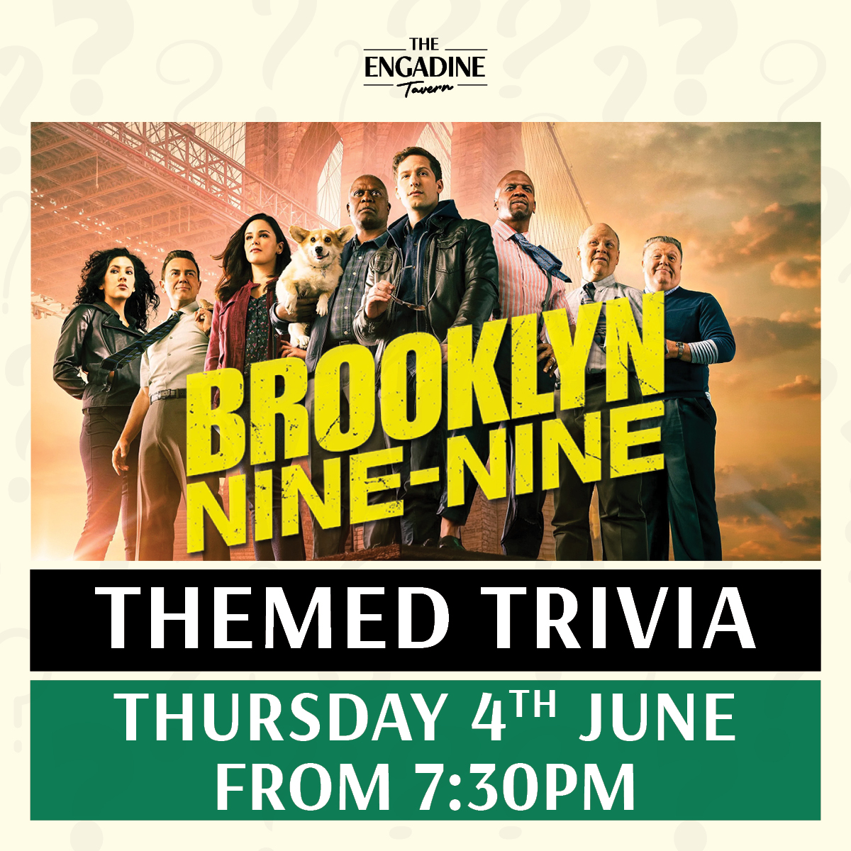 Brooklyn 99 trivia 2026 - Social Post - Engadine Tavern